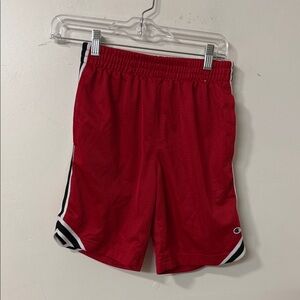 Champion Red Mesh Athletic Shorts with Black & White Trim